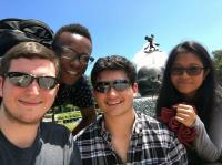 Exchange students at Disneyland (Tyler in the middle)